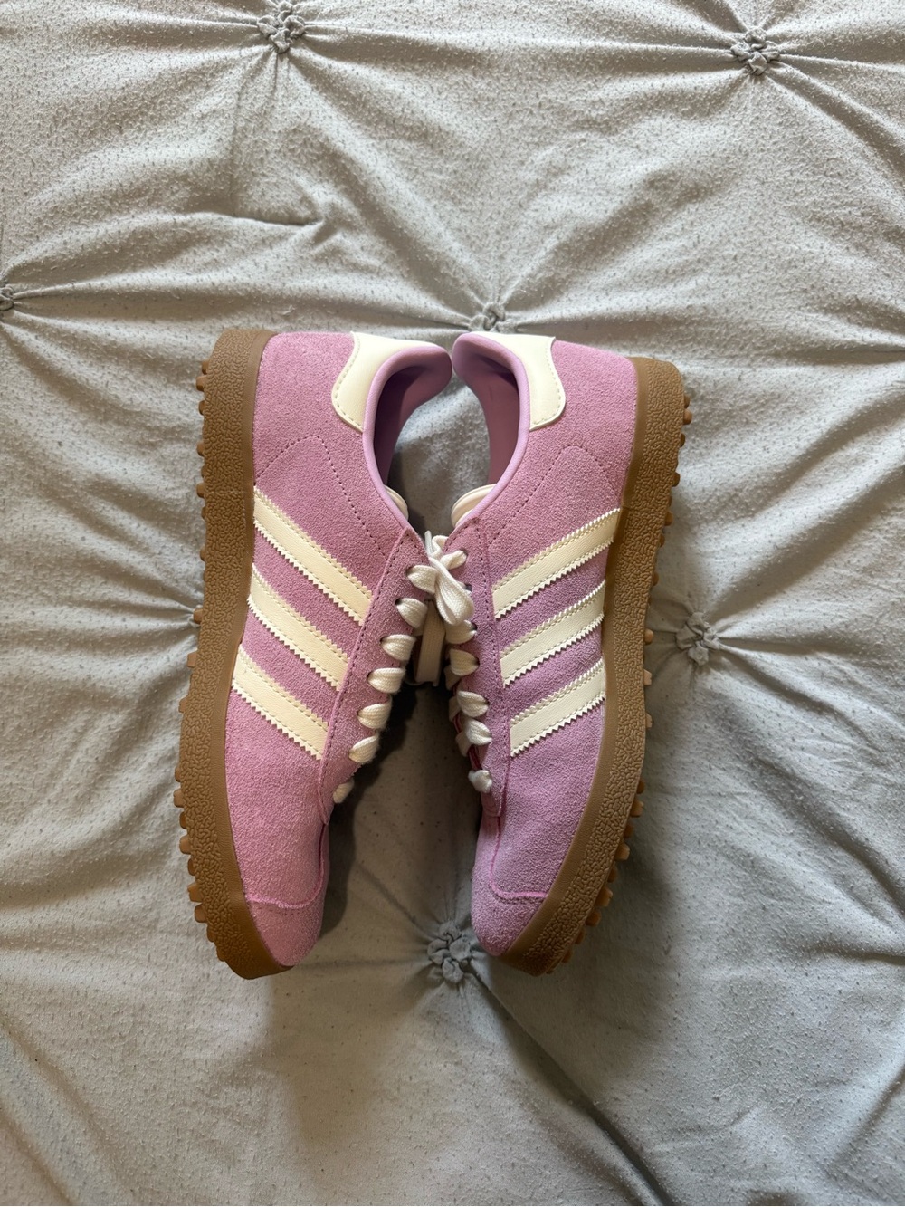 adidas Gazelle Women's Pink Suede Sneakers with Cream Stripes - Picture 4 of 5
